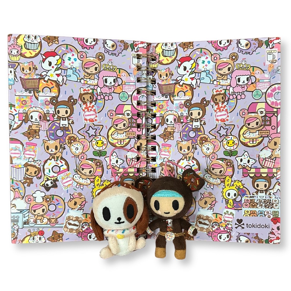 Tokidoki Plush Keychain Bag Charm Lot with Lined Spiral Notebook